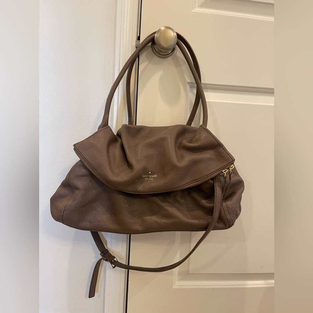 Kate Spade Travel Shoulder Bag - Gray Leather